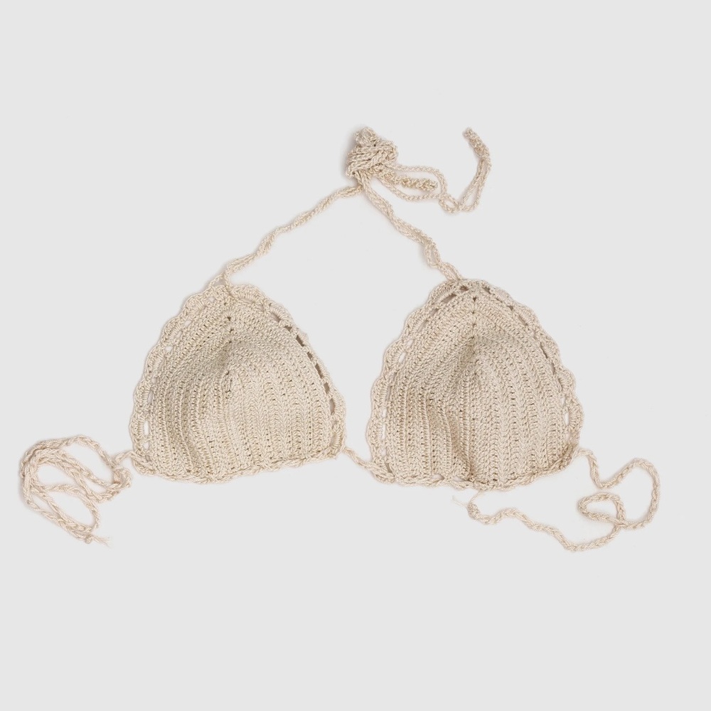 NWT Beatrice Valenzuela Paradiso Crochet Bikini Top - Shell